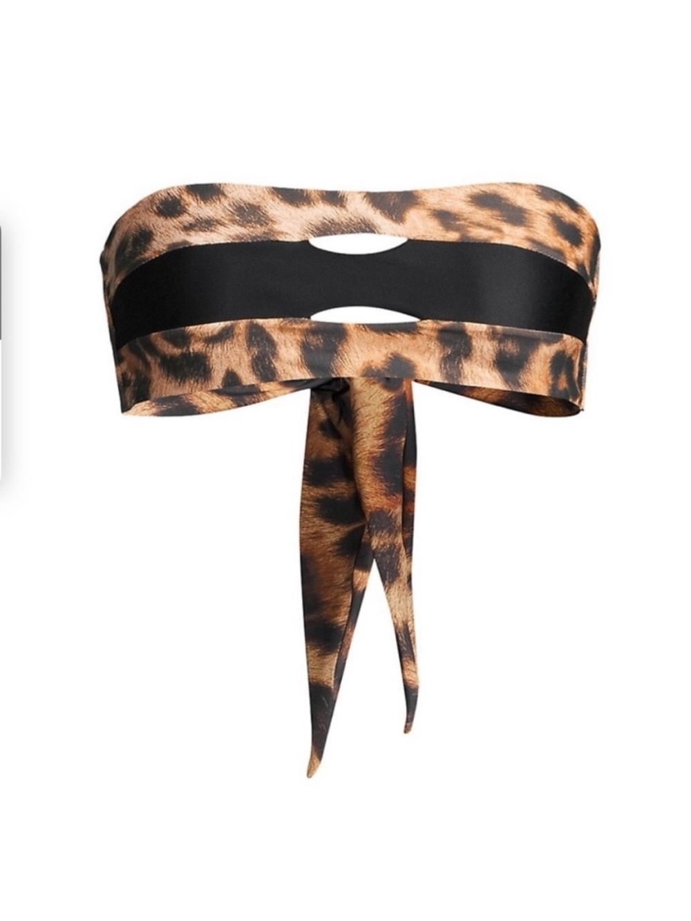 PQ Swim Leopard Print Bandeau Bikini Top with Black Accent